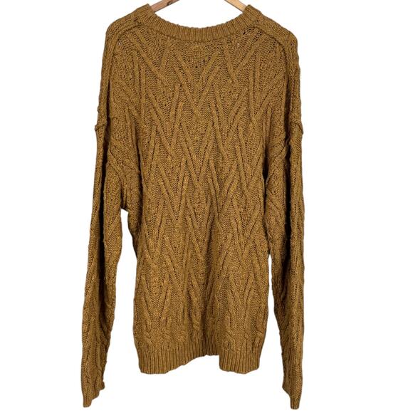 Free People NWT Isla Cable Stitch Tunic Sweater Spice Cake Oversized Size M - Picture 6 of 13